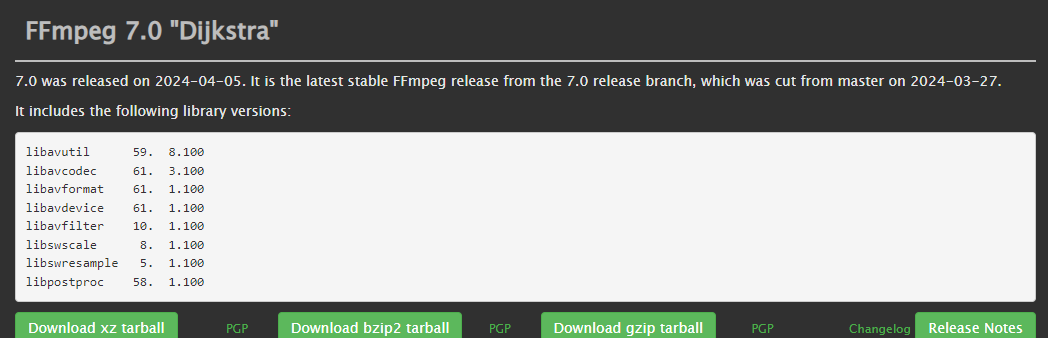 媒体播放器通用框架 FFmpeg 7.0 发布，